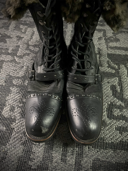 In The Attic Studed Leopard Fur Boots