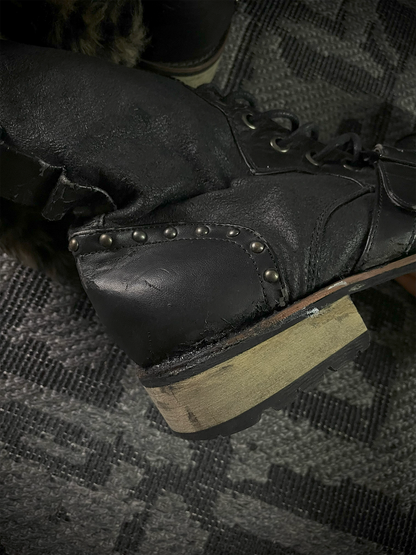 In The Attic Studed Leopard Fur Boots