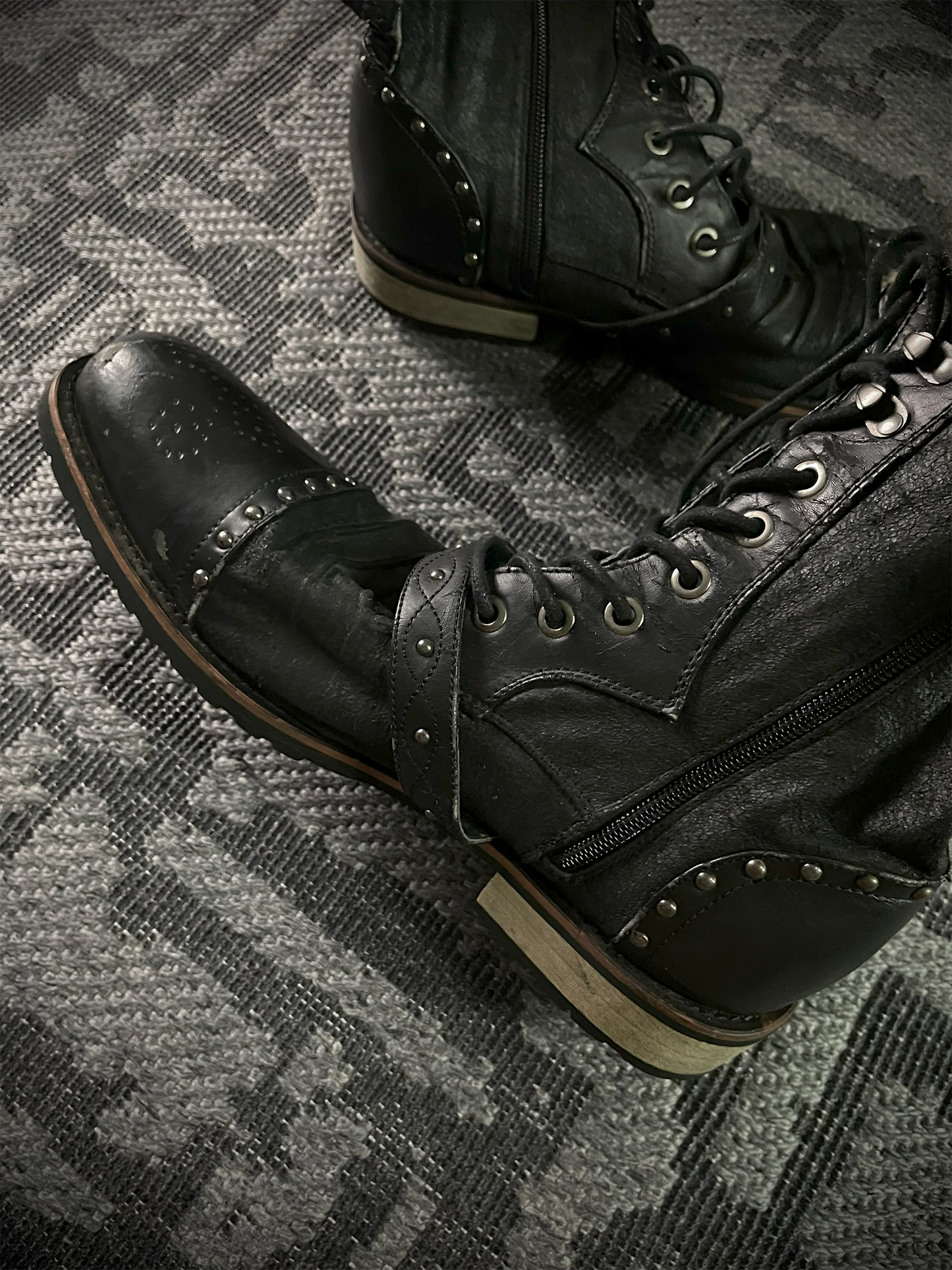 In The Attic Studed Leopard Fur Boots