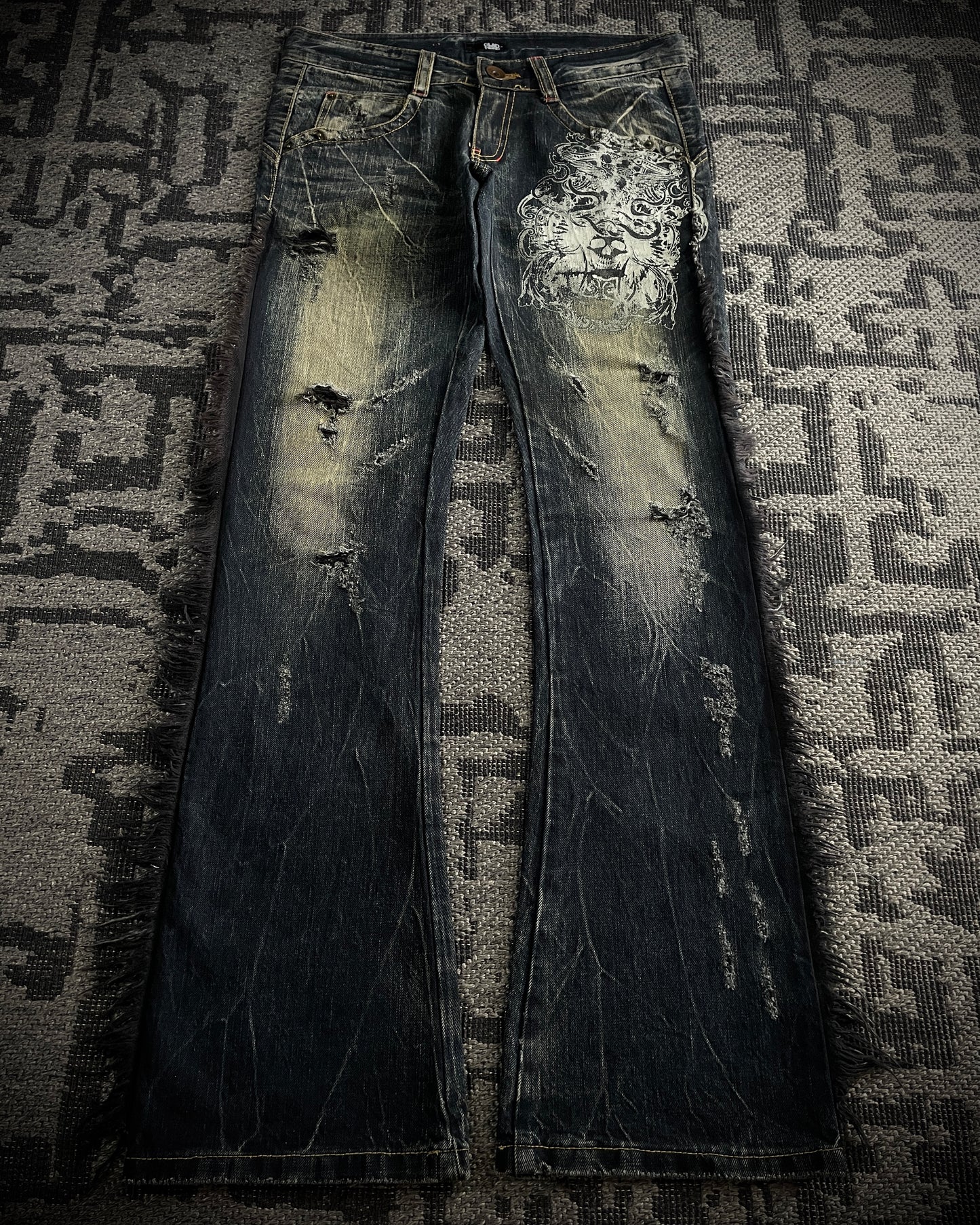 GLAD NEWS Flared Fringe Skull Denim