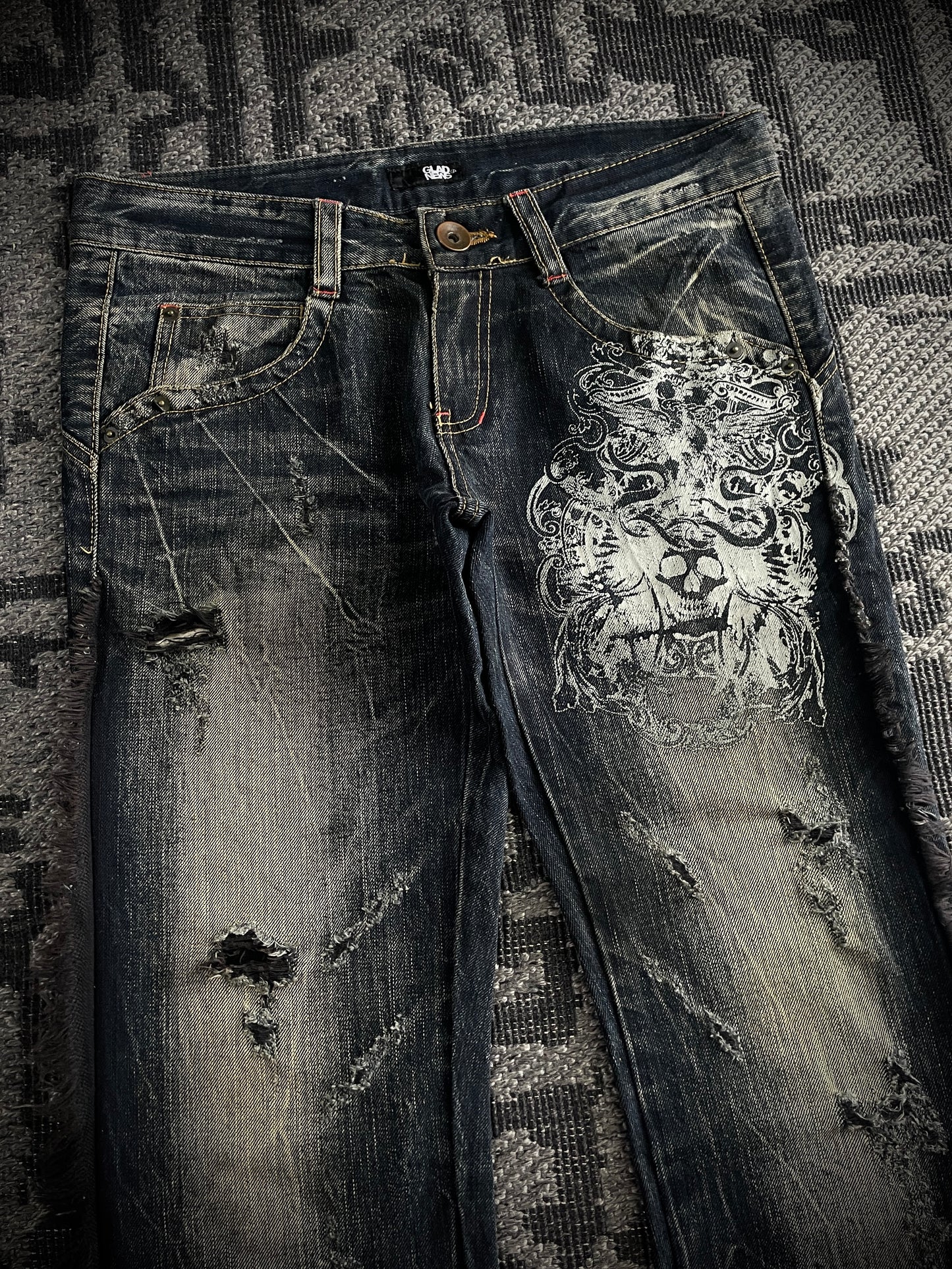 GLAD NEWS Flared Fringe Skull Denim