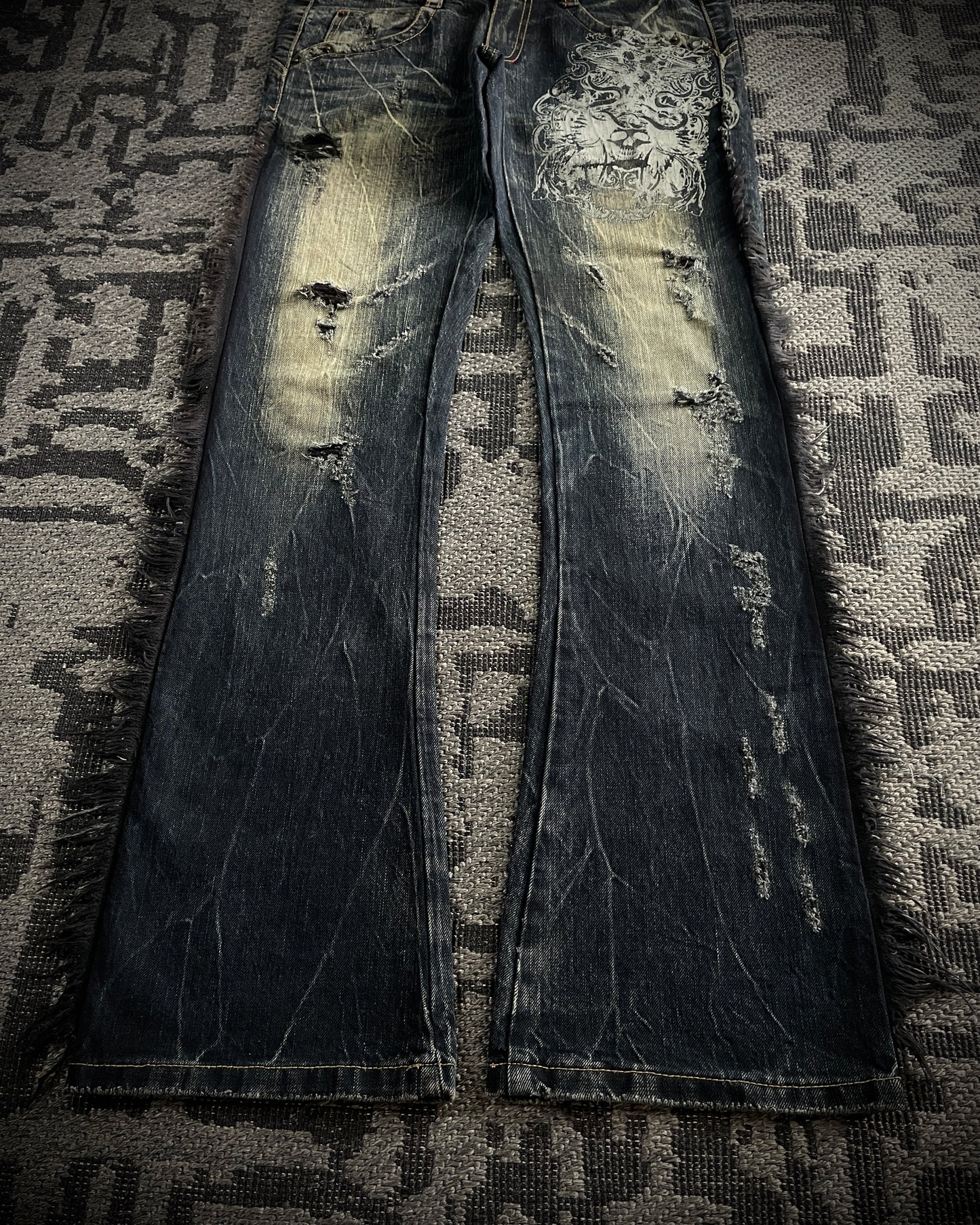 GLAD NEWS Flared Fringe Skull Denim