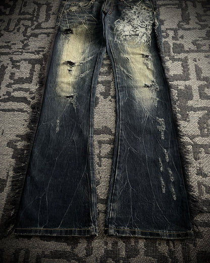 GLAD NEWS Flared Fringe Skull Denim