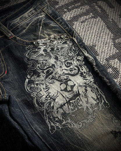 GLAD NEWS Flared Fringe Skull Denim