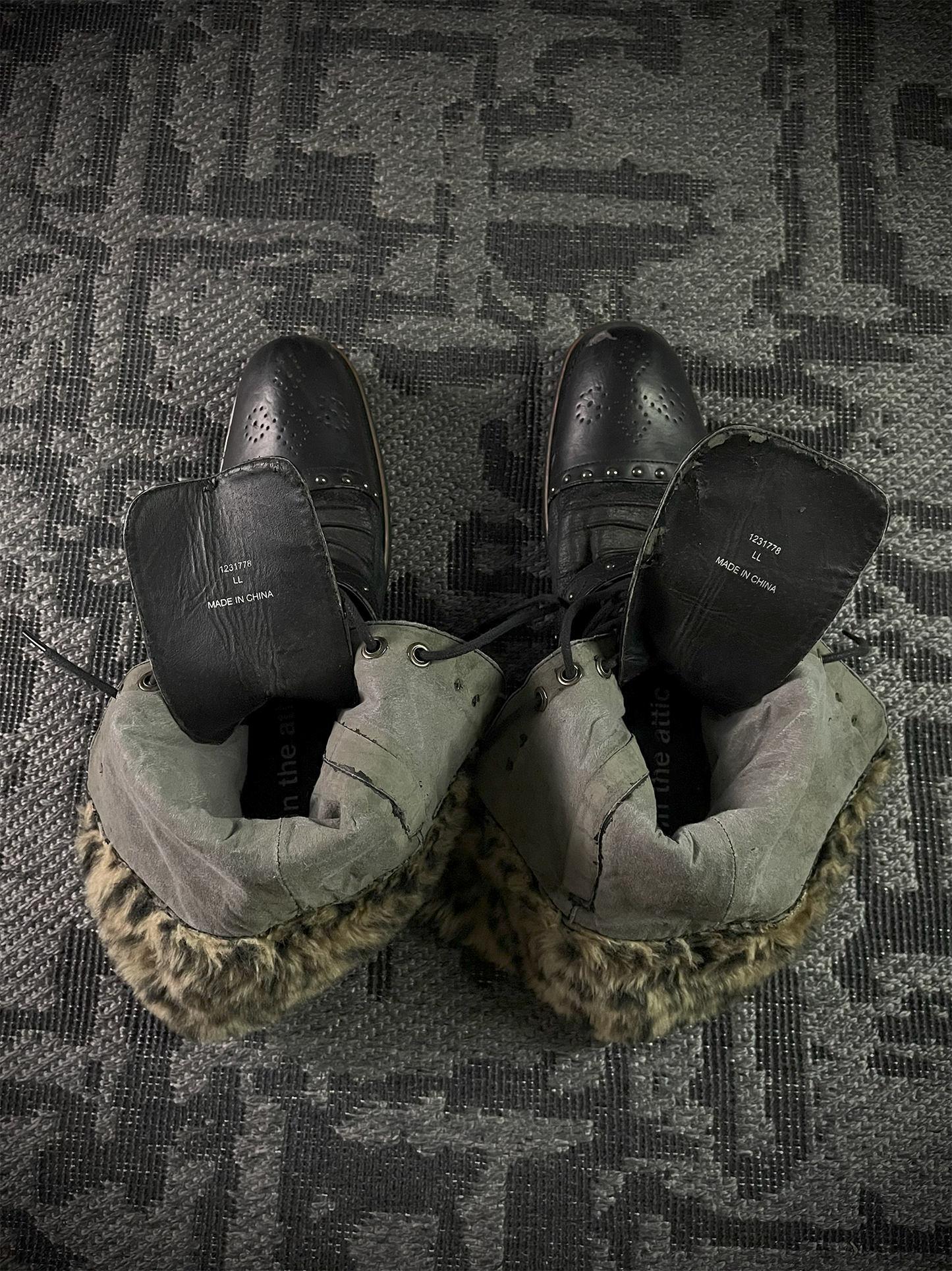 In The Attic Studed Leopard Fur Boots