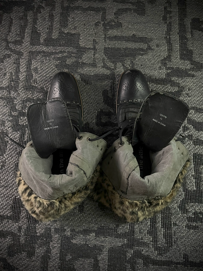 In The Attic Studed Leopard Fur Boots