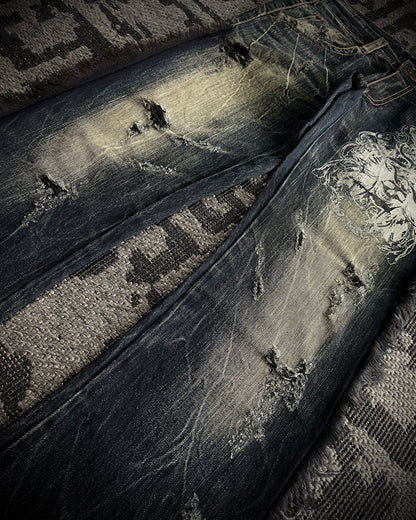 GLAD NEWS Flared Fringe Skull Denim
