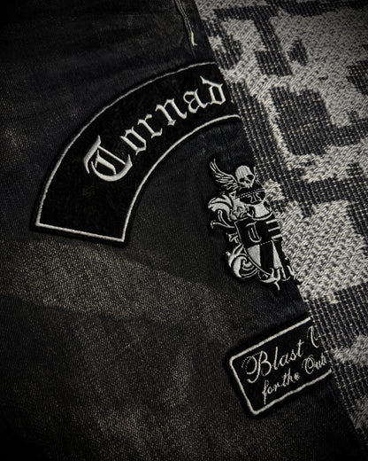 Tornado Mart Skull & Wing Embroidered Flared Denim