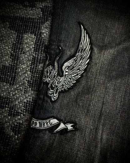 Tornado Mart Skull & Wing Embroidered Flared Denim