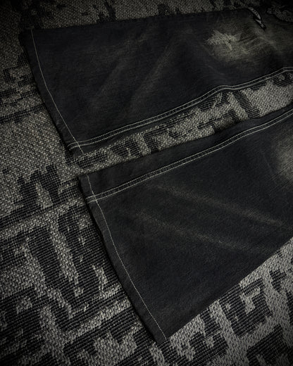 Tornado Mart Skull & Wing Embroidered Flared Denim