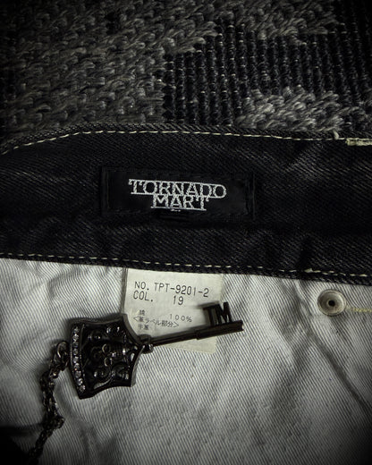 Tornado Mart Skull & Wing Embroidered Flared Denim