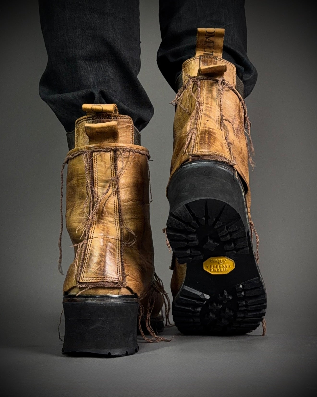 Hiromu Takahara Distressed Raw Edge Leather Boots
