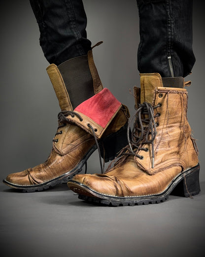 Hiromu Takahara Distressed Raw Edge Leather Boots