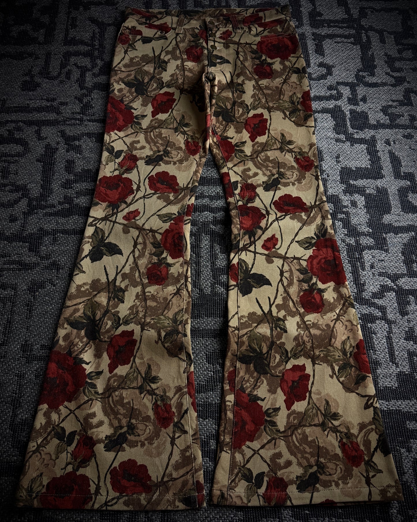 Tornado Mart Rose Floral Flared Pants
