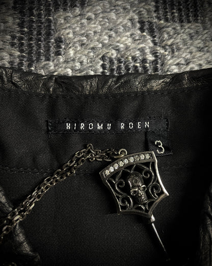 HIROMU ROEN Black Leather Panel Shirt