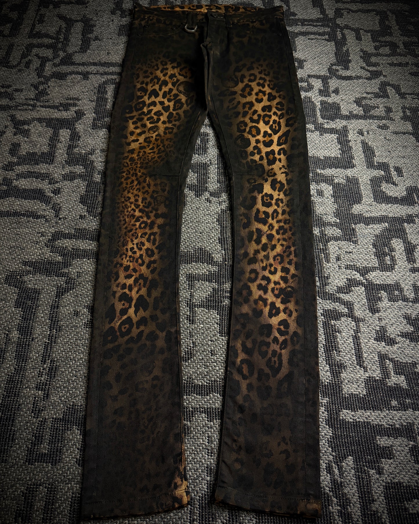 Roen Leopard Skull Fade Coated Slim Denim