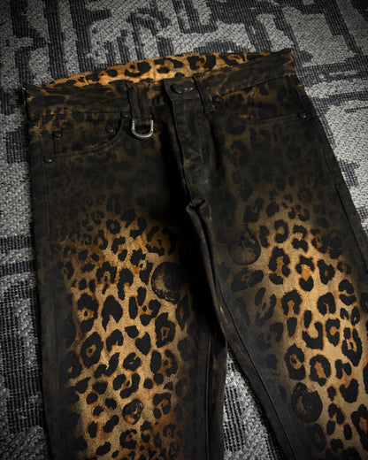 Roen Leopard Skull Fade Coated Slim Denim