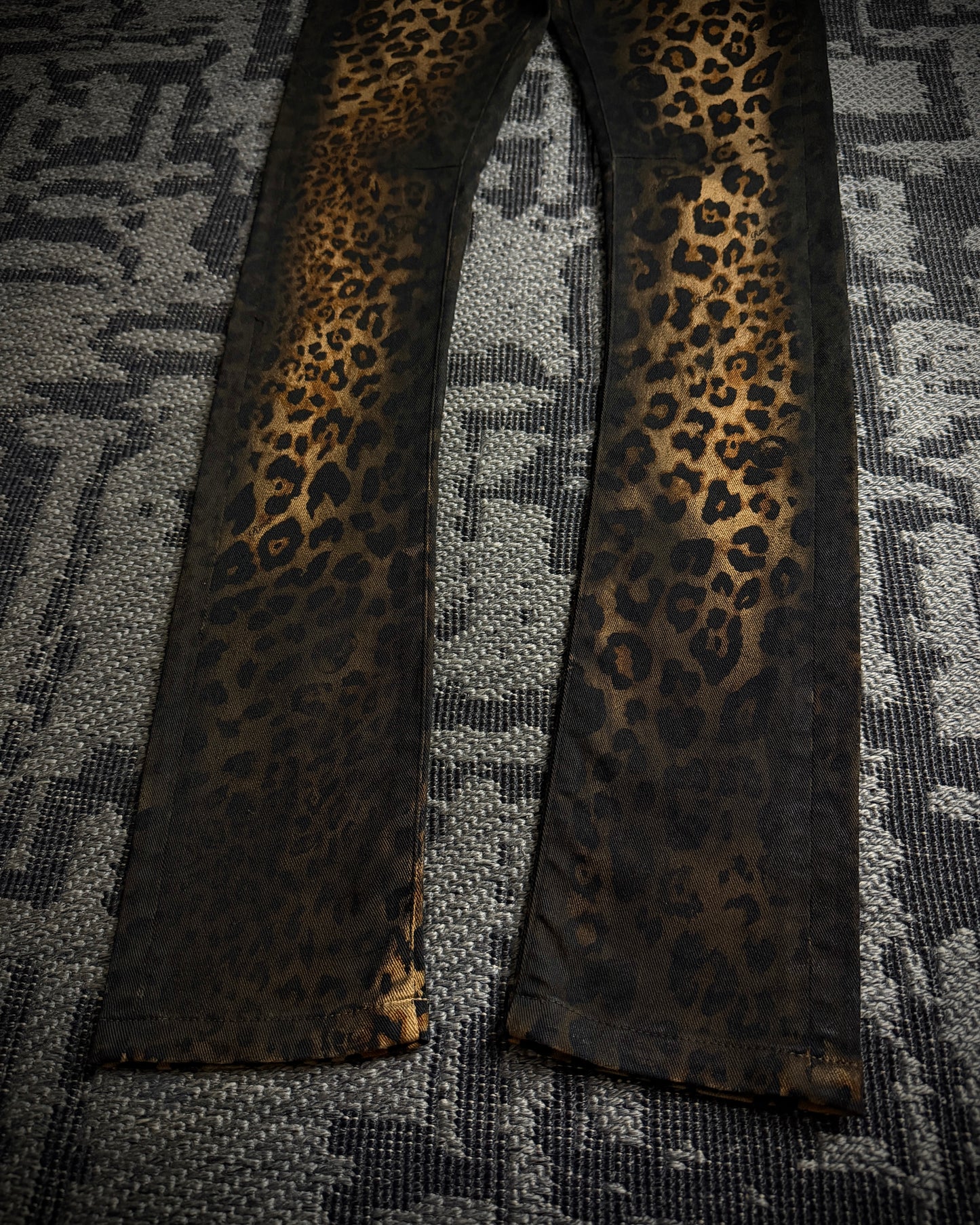 Roen Leopard Skull Fade Coated Slim Denim