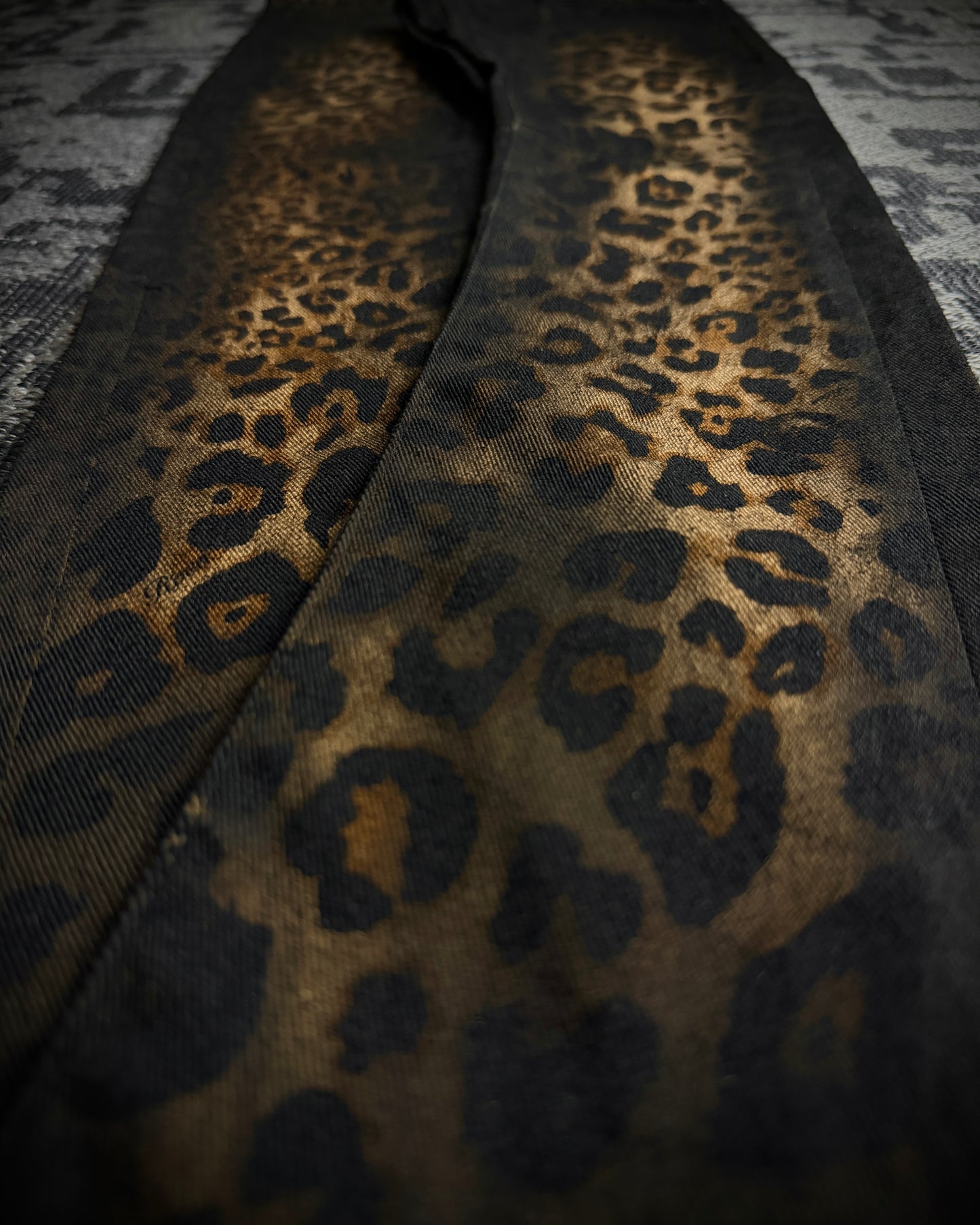 Roen Leopard Skull Fade Coated Slim Denim