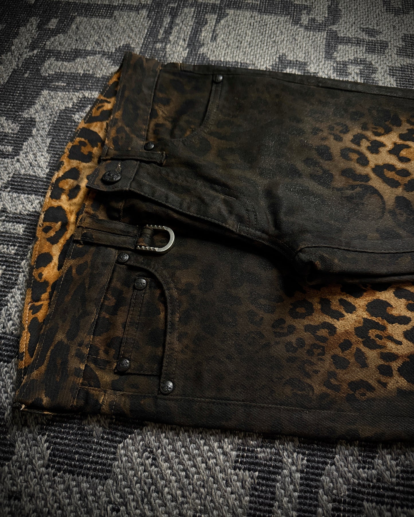 Roen Leopard Skull Fade Coated Slim Denim