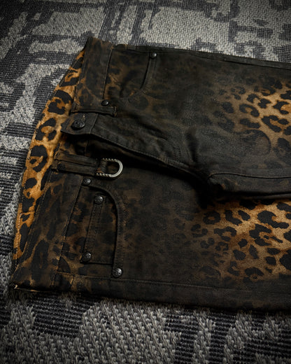 Roen Leopard Skull Fade Coated Slim Denim