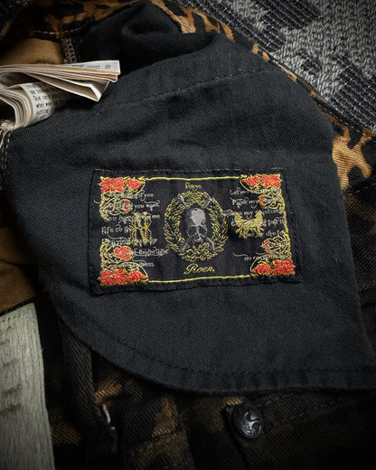 Roen Leopard Skull Fade Coated Slim Denim