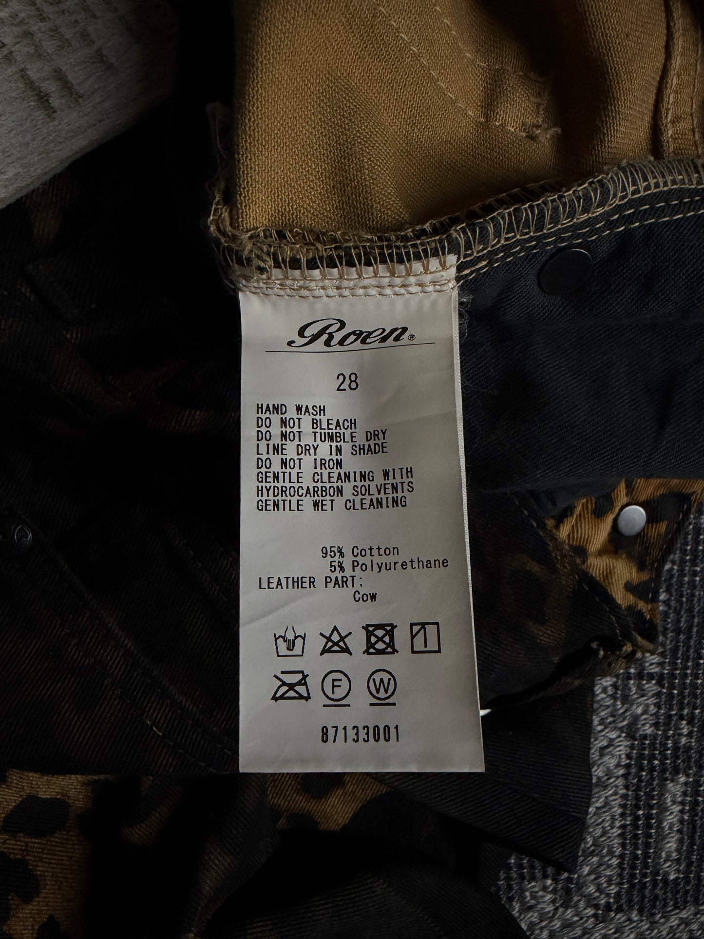 Roen Leopard Skull Fade Coated Slim Denim