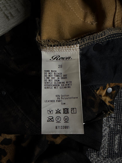 Roen Leopard Skull Fade Coated Slim Denim