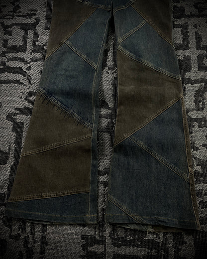 Tornado Mart Patchwork Cowboy Flared Jeans