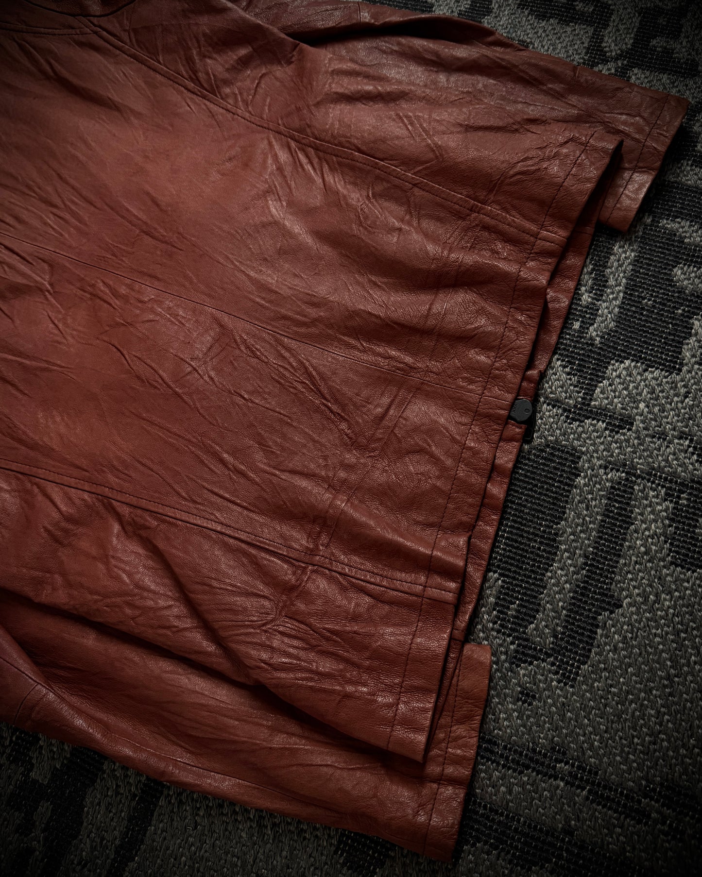 CUSTOM CULTURE Real Fur Multi-Pocket Brick Red Leather Jacket
