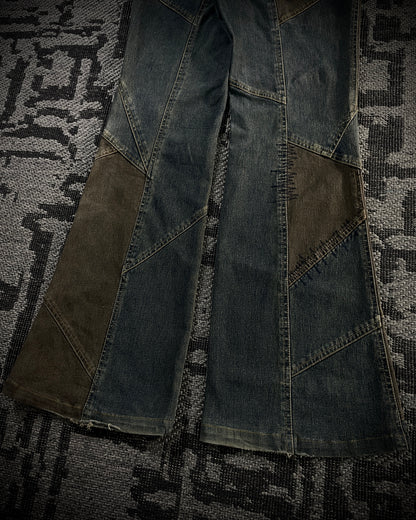 Tornado Mart Patchwork Cowboy Flared Jeans