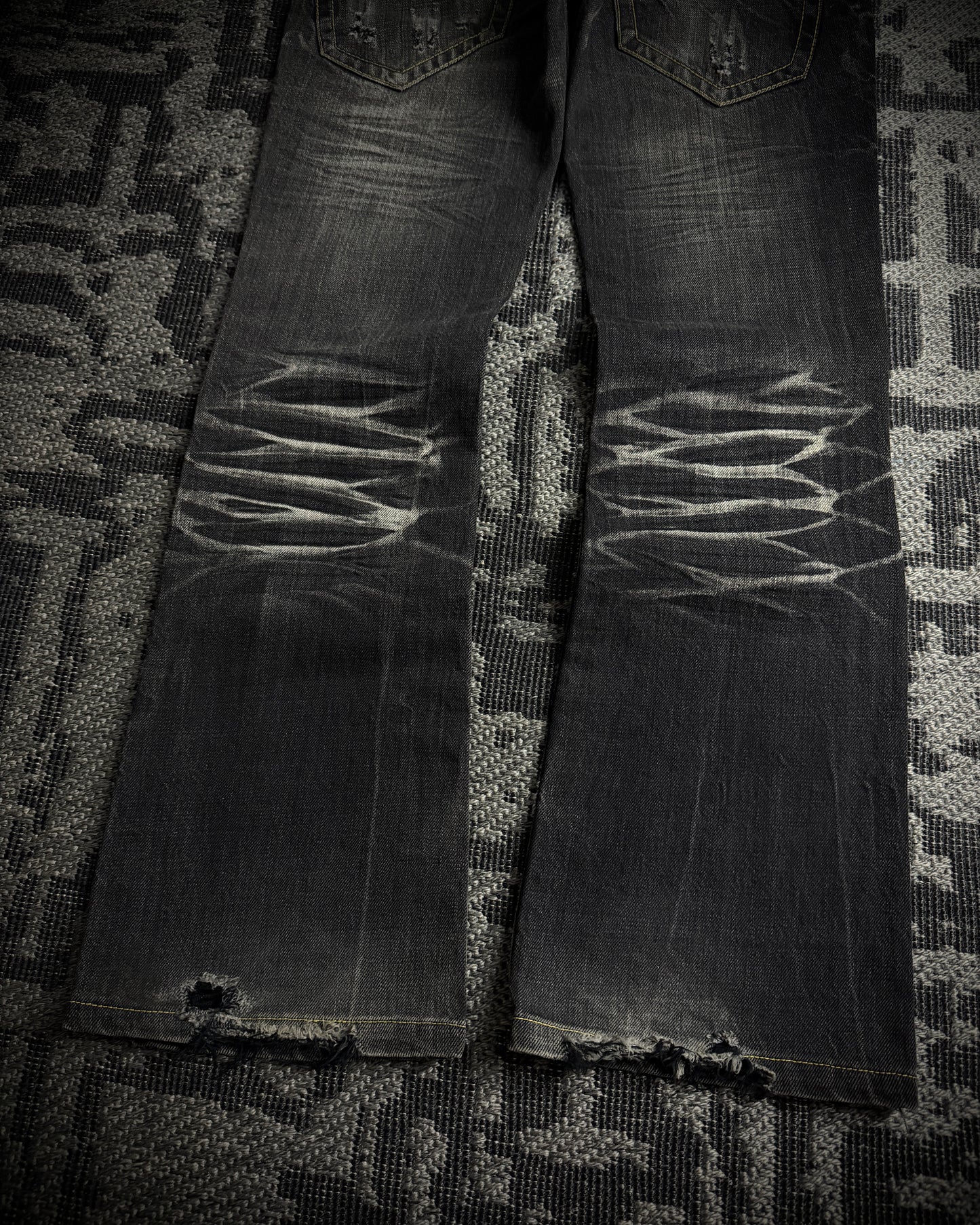 Semantic Design Multi Zip Distressed Bootcut Denim