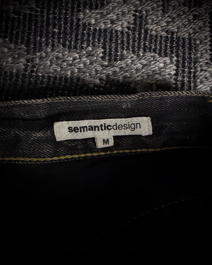 Semantic Design Multi Zip Distressed Bootcut Denim