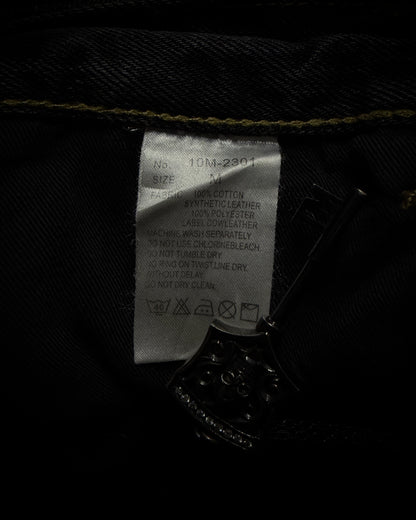 Semantic Design Multi Zip Distressed Bootcut Denim
