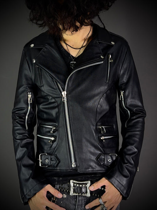 Attachment Multi-zip leather biker jacket