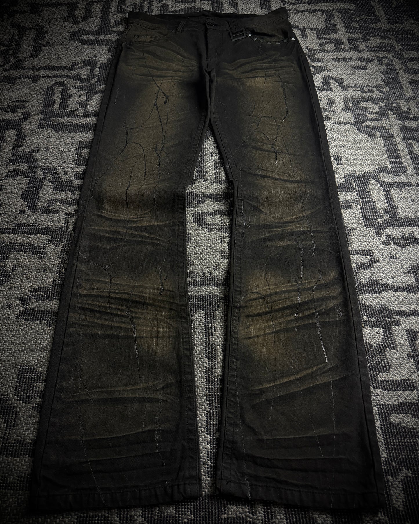 Xfrm Rust Fade Paint Embroidered Bootcut Denim