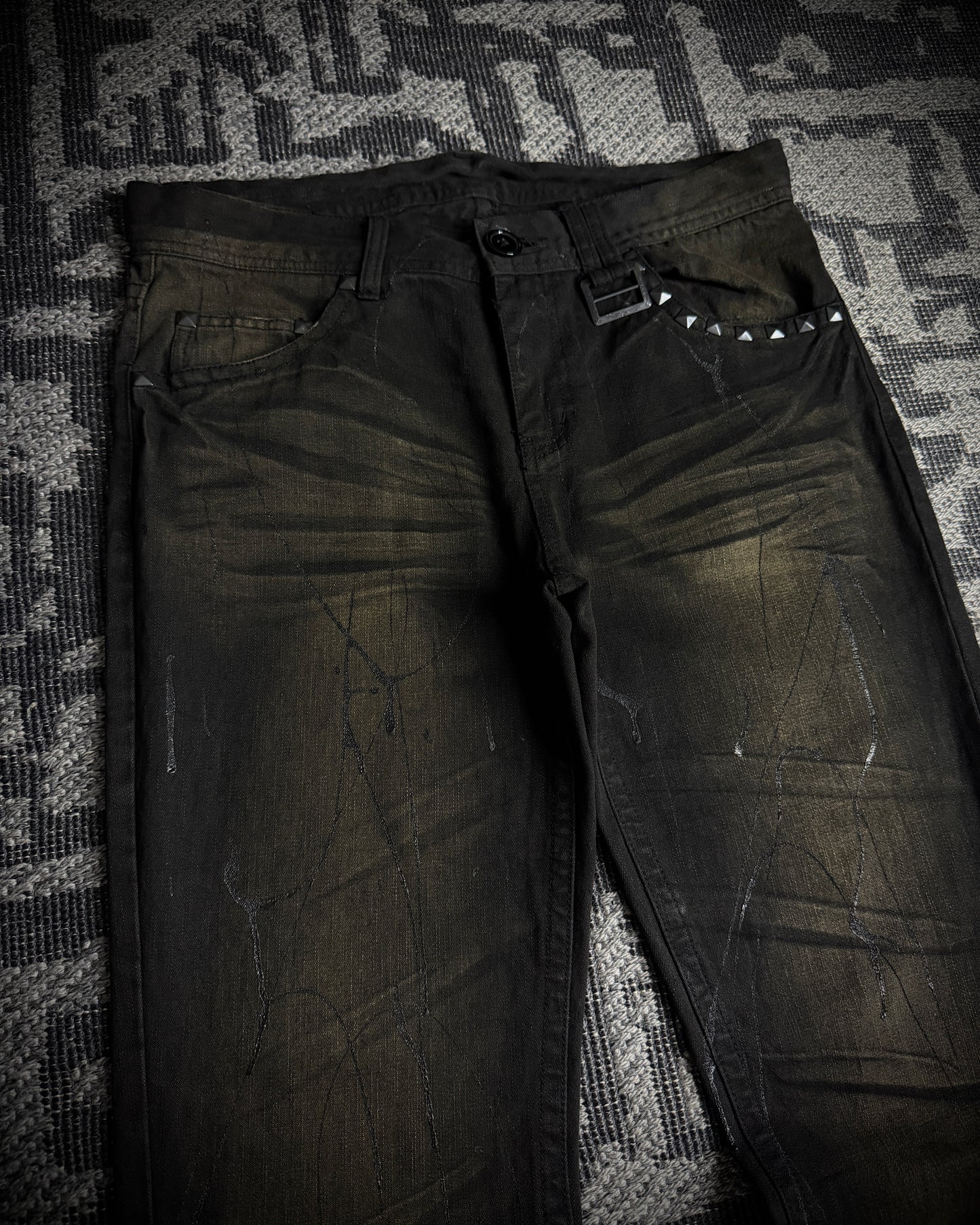 Xfrm Rust Fade Paint Embroidered Bootcut Denim