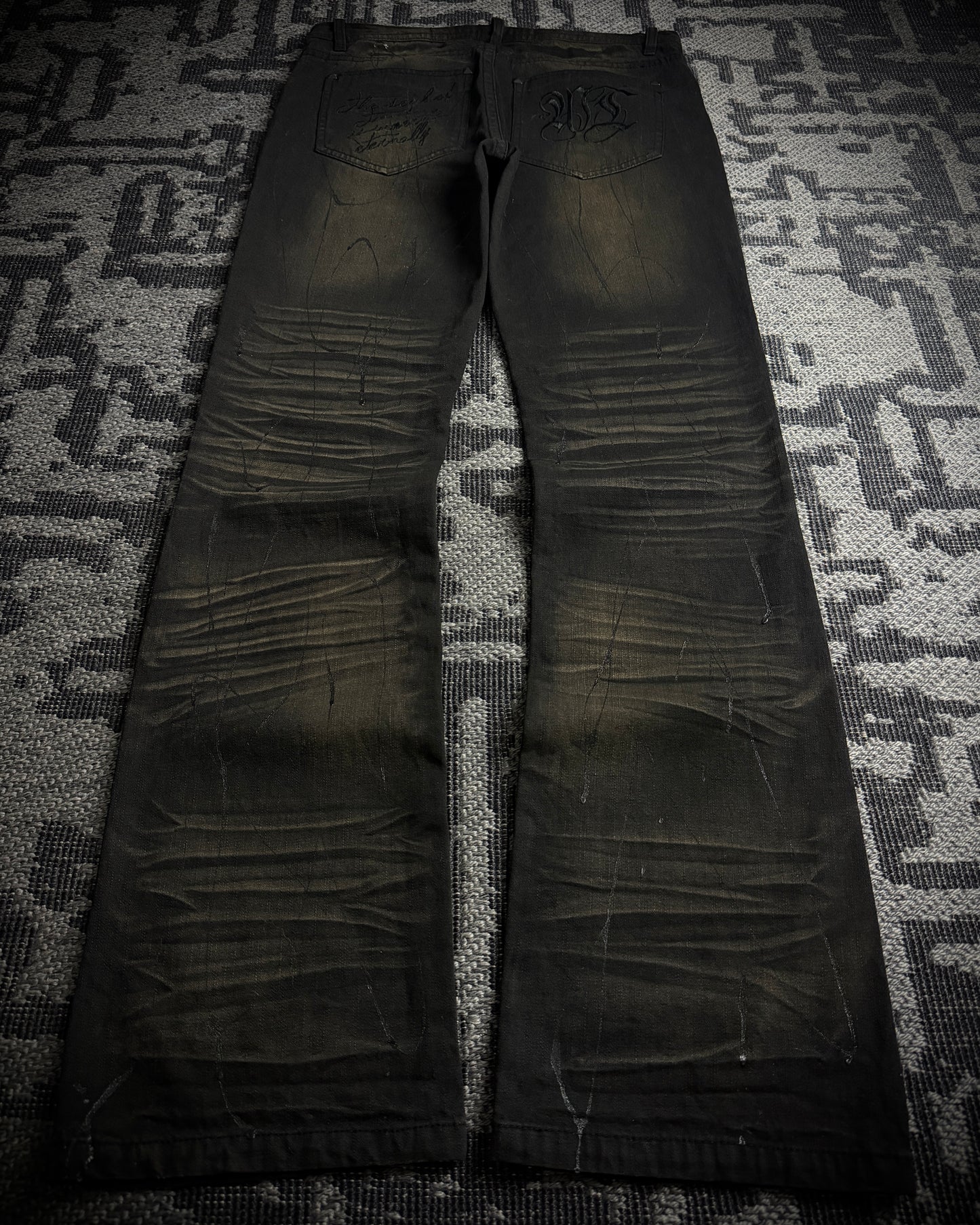 Xfrm Rust Fade Paint Embroidered Bootcut Denim