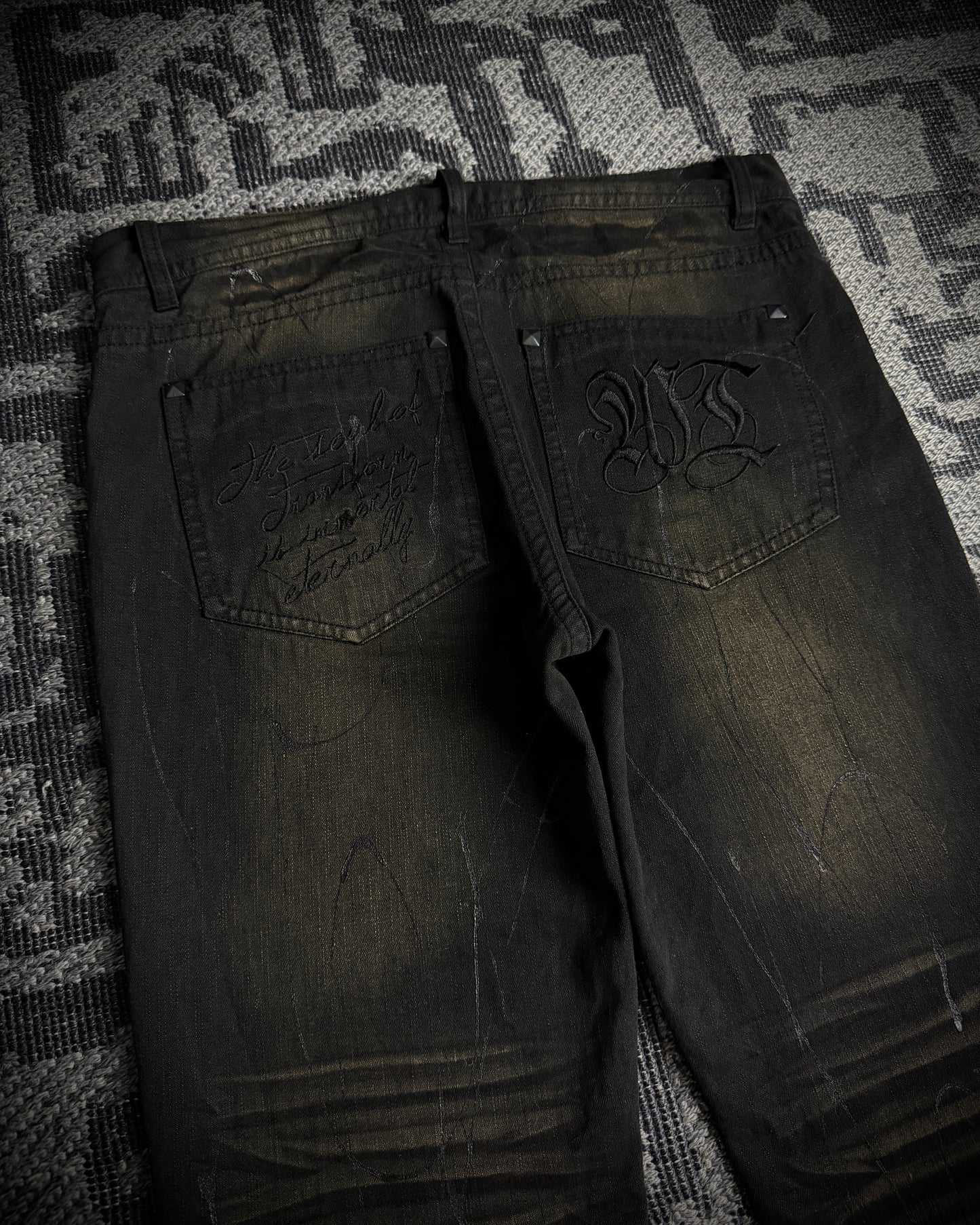 Xfrm Rust Fade Paint Embroidered Bootcut Denim