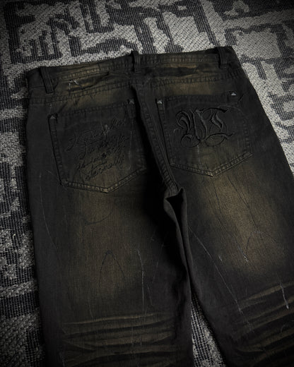 Xfrm Rust Fade Paint Embroidered Bootcut Denim