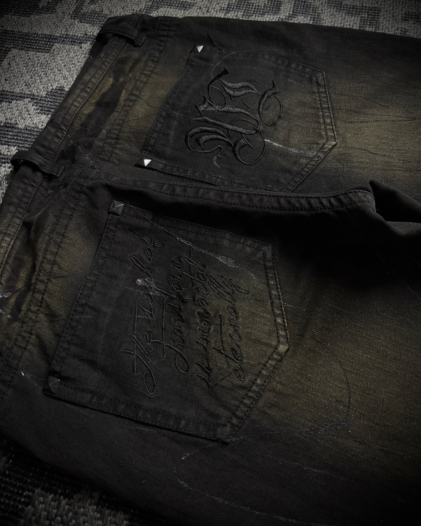Xfrm Rust Fade Paint Embroidered Bootcut Denim