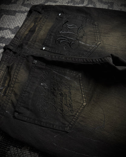 Xfrm Rust Fade Paint Embroidered Bootcut Denim