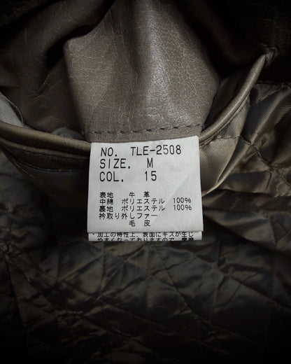 Tornado Mart Beige Cow Leather Real Fur Jacket