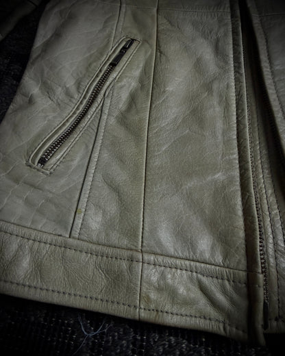 Tornado Mart Beige Cow Leather Real Fur Jacket