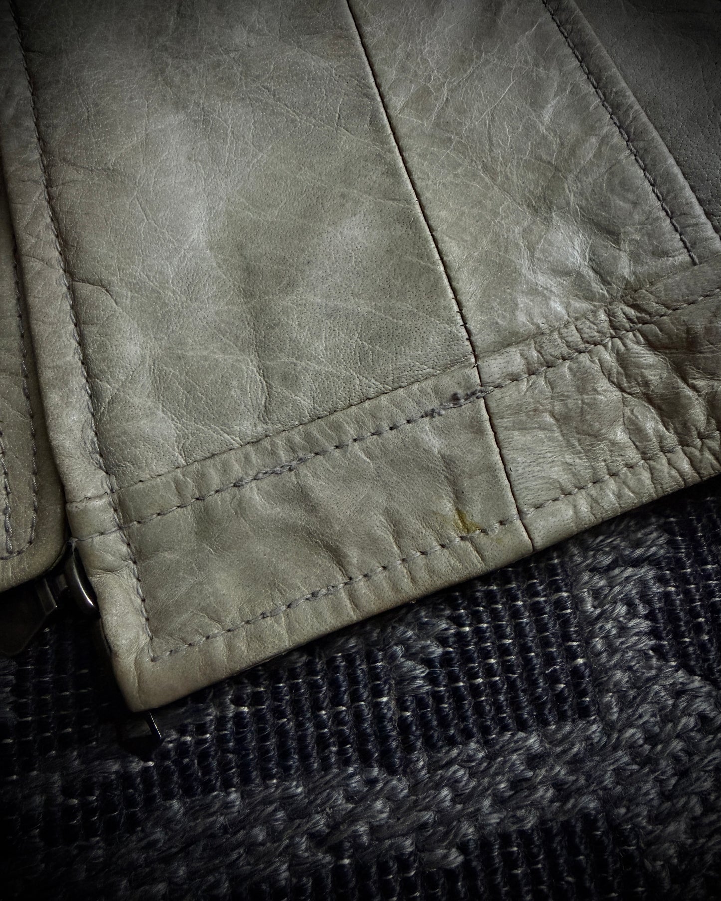 Tornado Mart Beige Cow Leather Real Fur Jacket