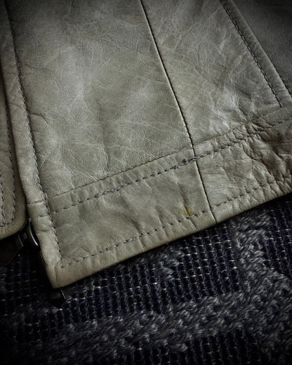 Tornado Mart Beige Cow Leather Real Fur Jacket