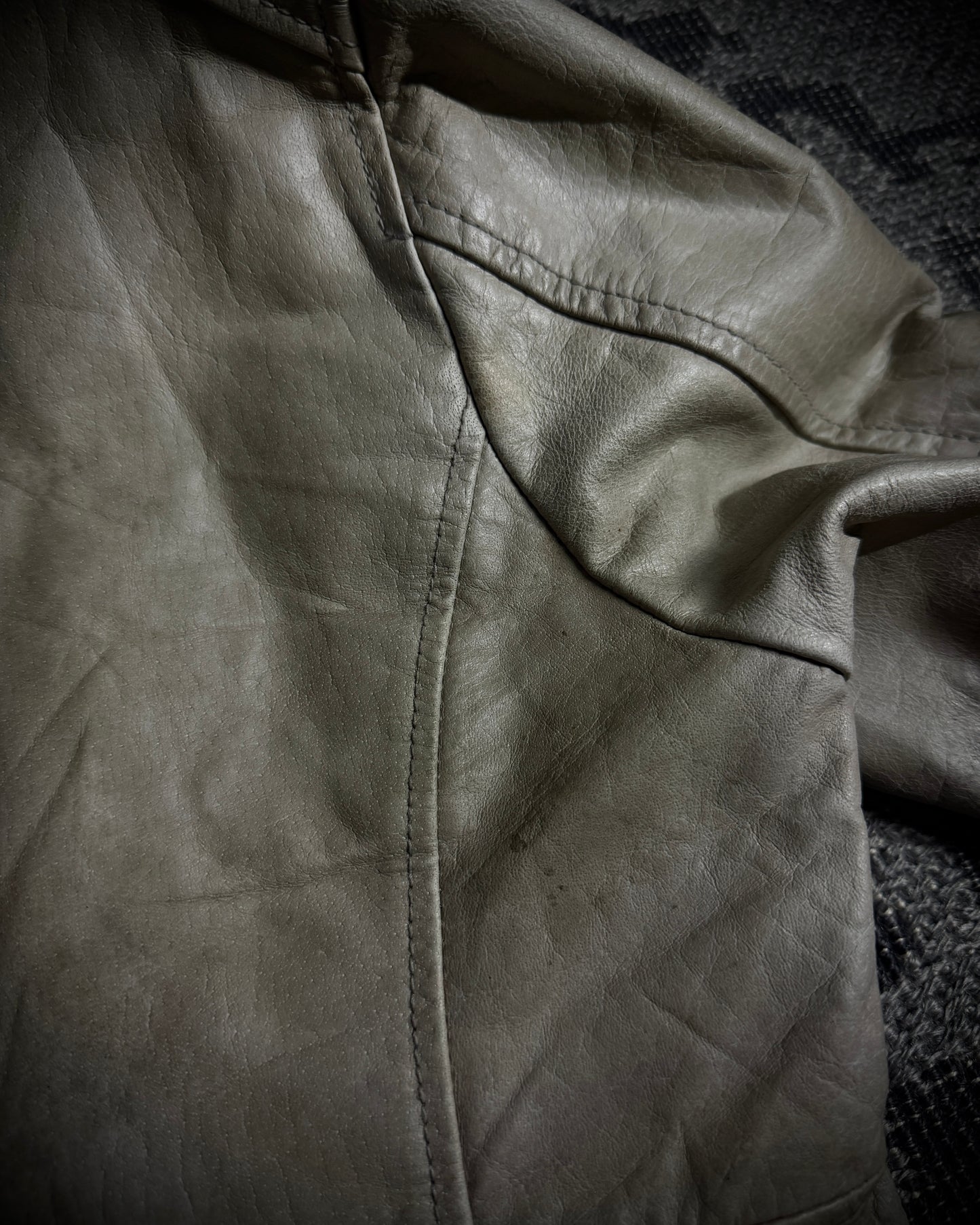 Tornado Mart Beige Cow Leather Real Fur Jacket
