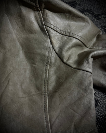 Tornado Mart Beige Cow Leather Real Fur Jacket