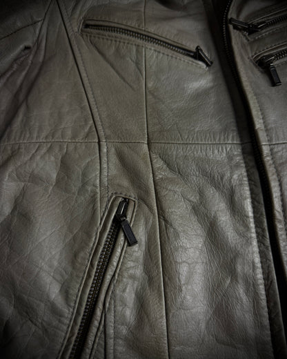 Tornado Mart Beige Cow Leather Real Fur Jacket