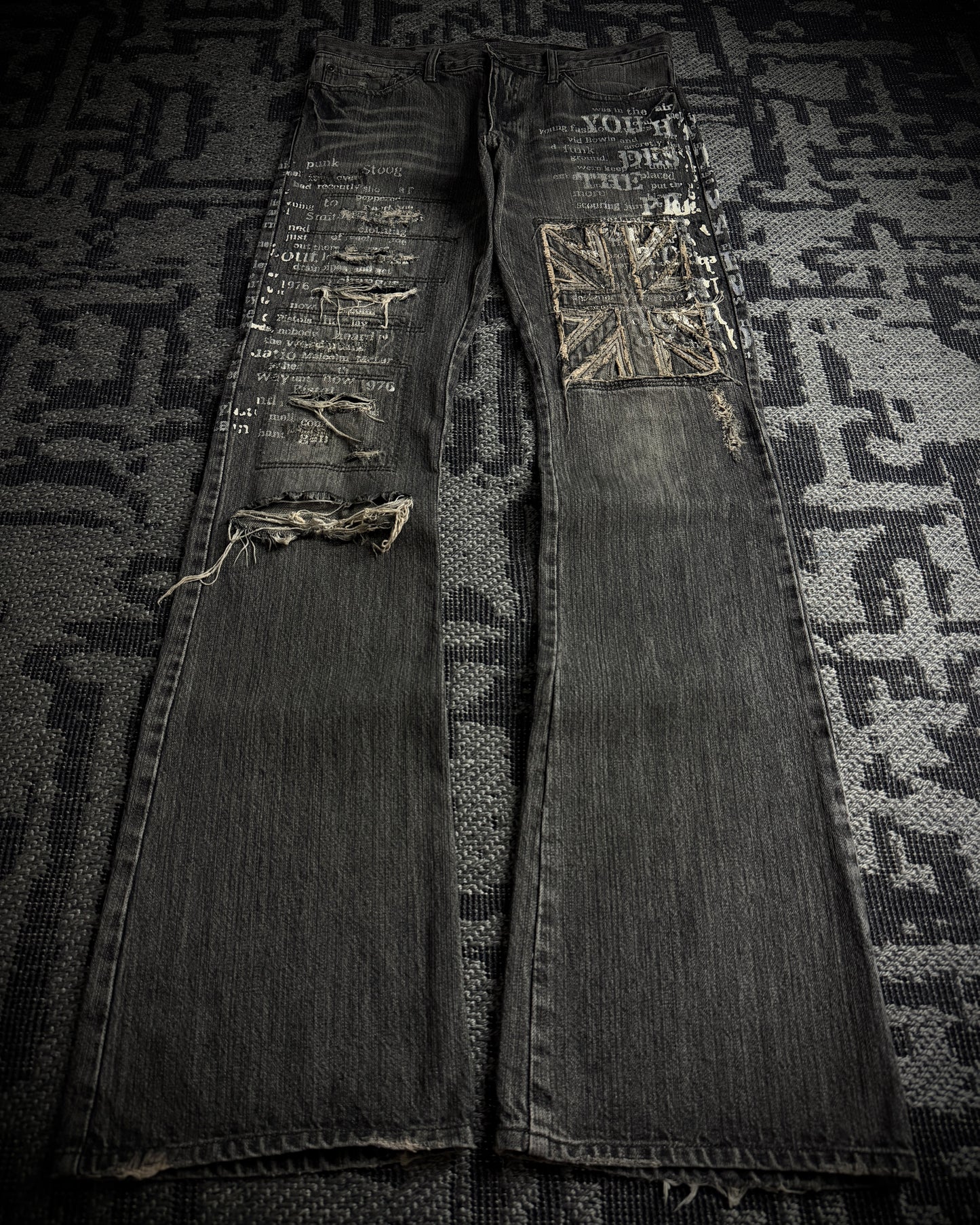 Edge Rupert Union Jack Distressed Flared Jeans